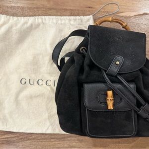 GUCCI mini bamboo suede backpack